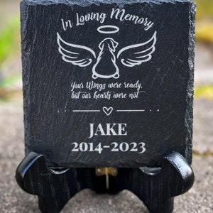 Dog memorial, Dog Angel Wings, Pet Loss Gift, Dog  Loss Plaque, Laser Engraved, Engraved Pet Memorial, Personalized Pet Memorial