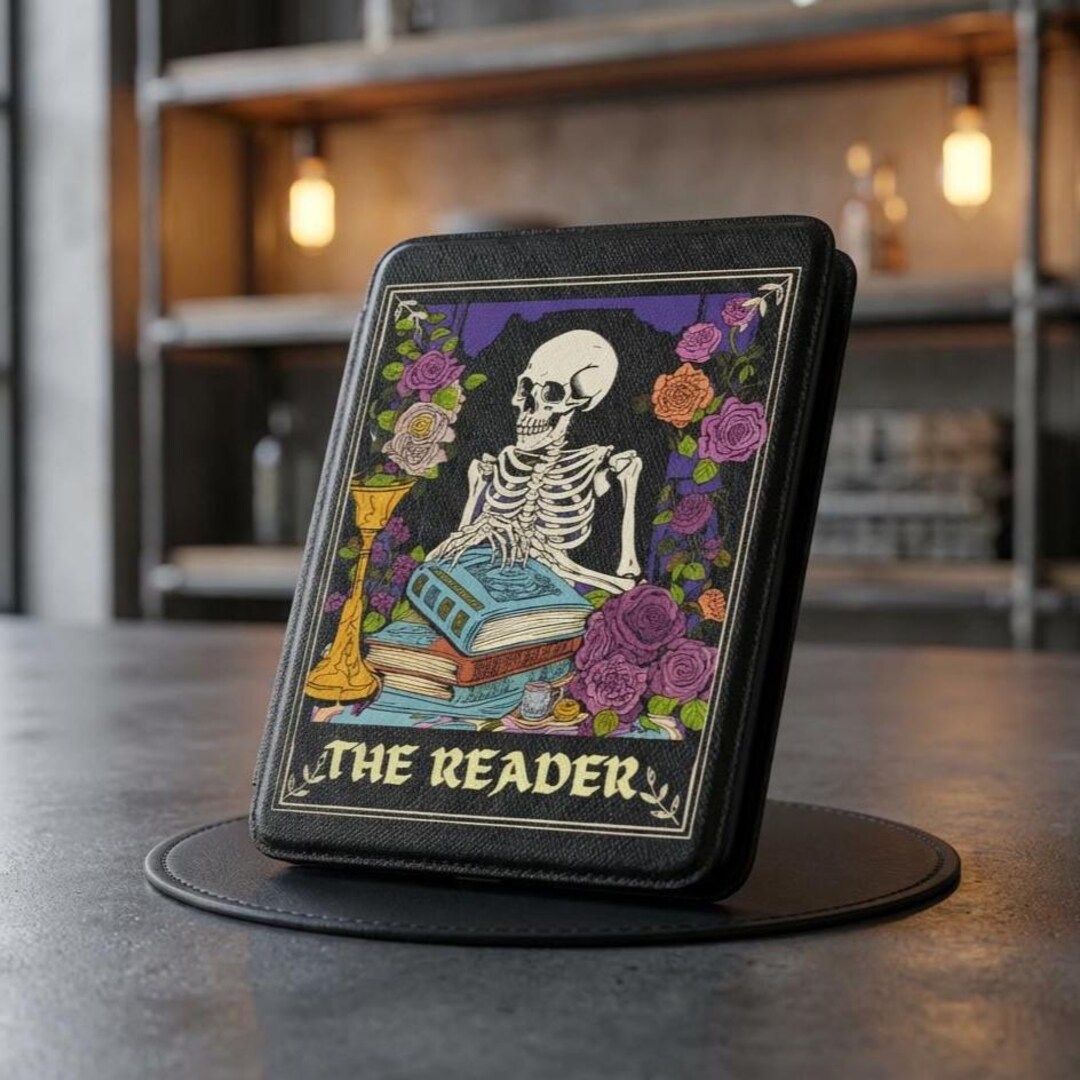 The Reader Skeleton Bookstack Kindle Case | Gothic Floral E-reader ...