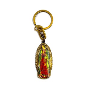 Our Lady of Guadalupe Handmade Brass Keychain | Llavero de Laton con foto de Nuestra Madre de Guadalupe