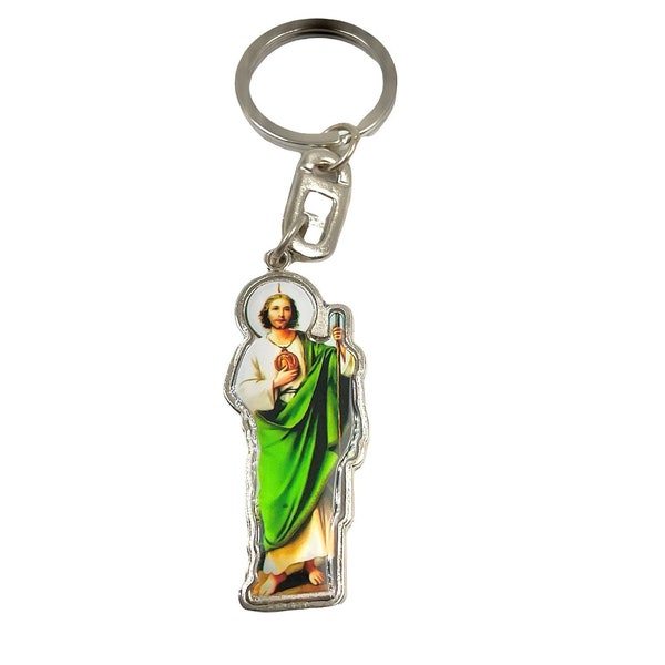 St. Jude Thaddaeus Silver Keychain | Llavero de San Judas Hecho a Mano