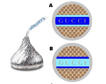 108 HERSHEY KISS GLOSSY STICKER LABELS ~ BABY BEAR IN BLUE #2