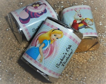 30 TRULY ALICE MAD HATTERS HERSHEY/'s NUGGET WRAPPERS BIRTHDAY PARTY FAVORS