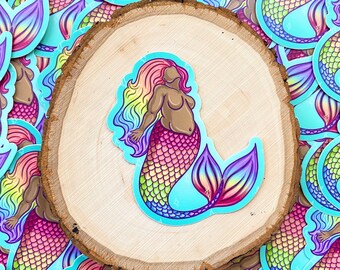 Pride Flag Mermaid Pin Fantasy Rainbow Mermaid with Dark Skin LGBT Mermaid 