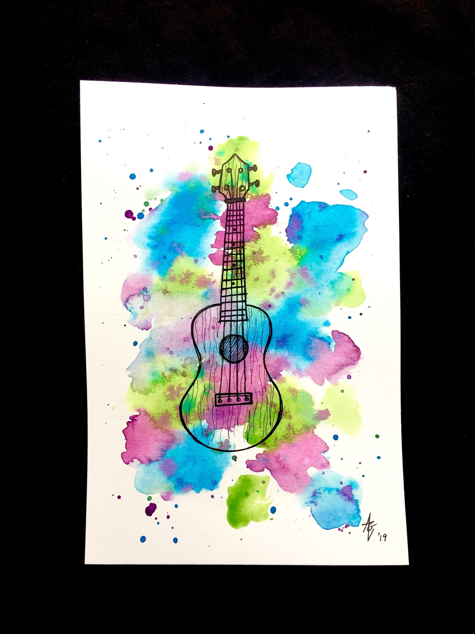 ORIGINAL Ukulele Watercolor Painting Etsy