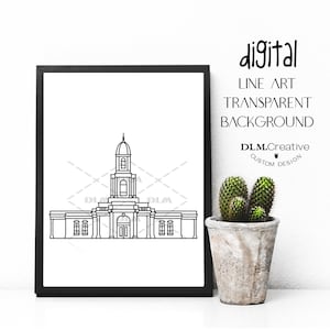 Cleveland Ohio Temple Line Drawing, Line Art, LDS Clip Art, Coloring Page, Temple Sealing Insert, LDS Sealing, Embroidery, Laser Engraving