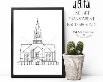 Taylorsville Utah Temple, Line Drawing, LDS, Temple Clip Art, Embroidery, Coloring Page, Sealing Insert, LDS Invitation