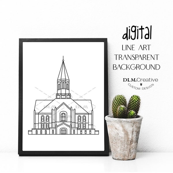 Taylorsville Utah Temple, Line Drawing, LDS, Temple Clip Art, Embroidery, Coloring Page, Sealing Insert, LDS Invitation
