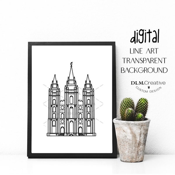 Salt Lake Temple Line Drawing LDS Temple Temple Clip Art Temple Embroidery Temple Coloring Page Temple Sealing Insert