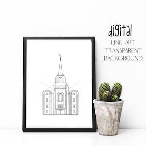 Brigham City Utah Temple Line Drawing LDS Temple Temple Clip Art Temple Embroidery Temple Coloring Page Temple Sealing Insert