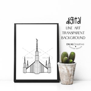 Chicago Illinois Templo Linha Desenho LDS Templo Templo Clip Art Templo Bordado Página para Colorir Templo Inserção de Vedação