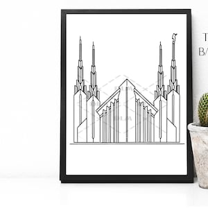 Disegno lineare del tempio di Las Vegas, Nevada, Tempio LDS, Clip art del tempio, Ricamo del tempio, Pagina da colorare del tempio, Inserto di sigillo del tempio