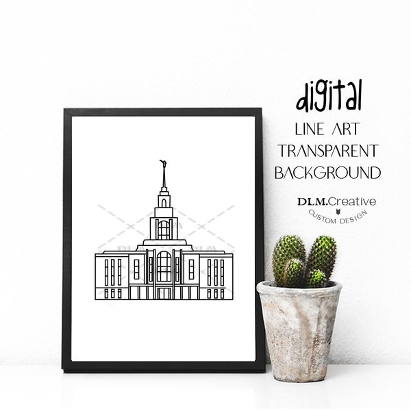 Red Cliffs Utah Temple Line Drawing, LDS Invitation, Temple Clip Art, Embroidery Template, Coloring Page, Temple Sealing Insert, Line Art