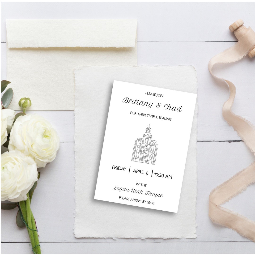 LDS Temple Sealing Insert, Editable Template, Black and White