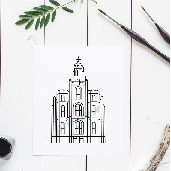 Logan Temple Line Art LDS Clipart Temples Transparent | Etsy