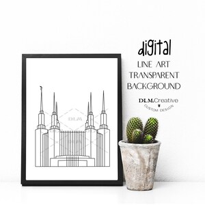 Templo de Washington D.C., desenho de linha, clipart do Templo SUD, bordado, página para colorir, inserção de lacre, convite SUD