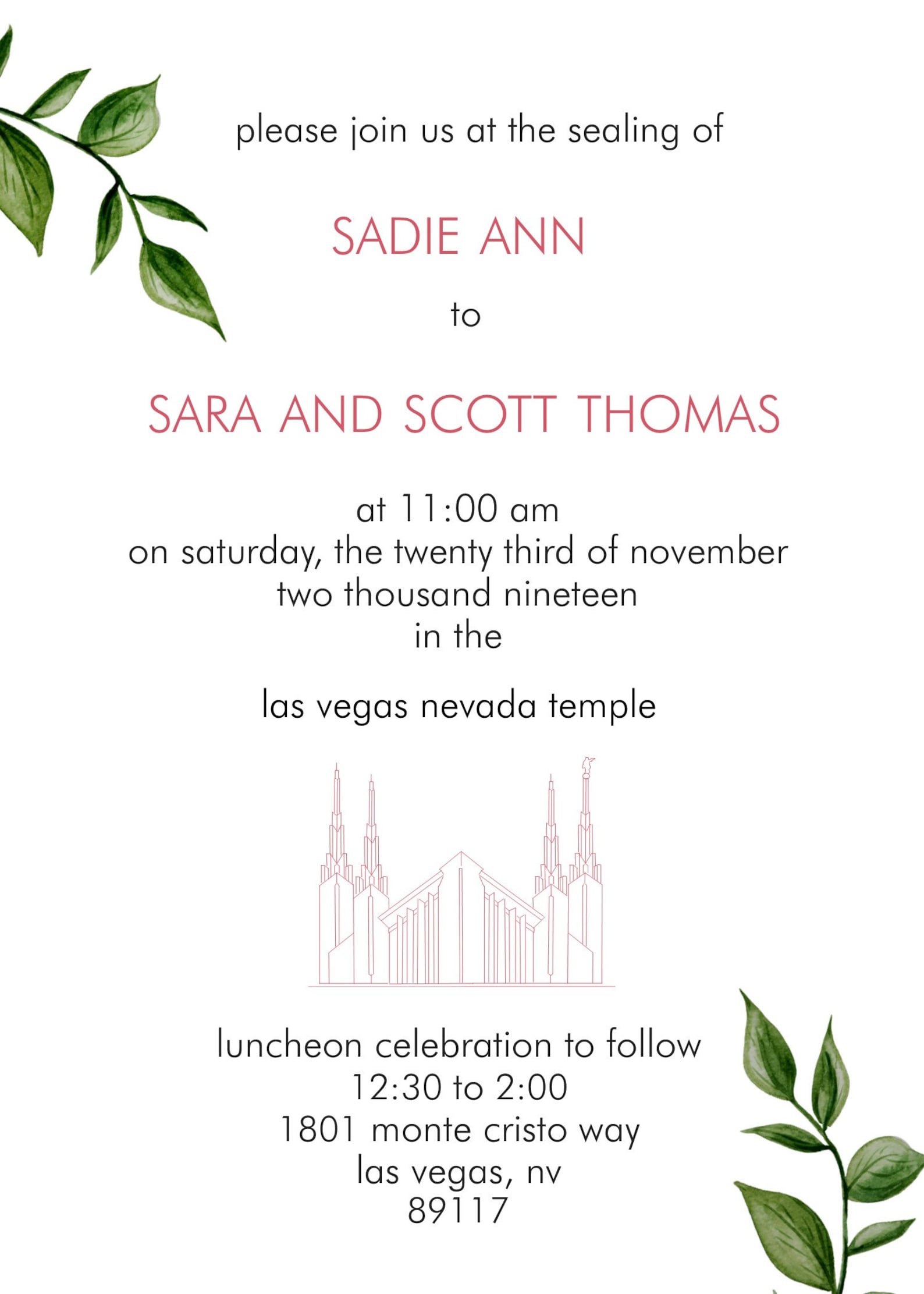 LDS Temple Sealing Invitation Baby Child Family Simple Etsy