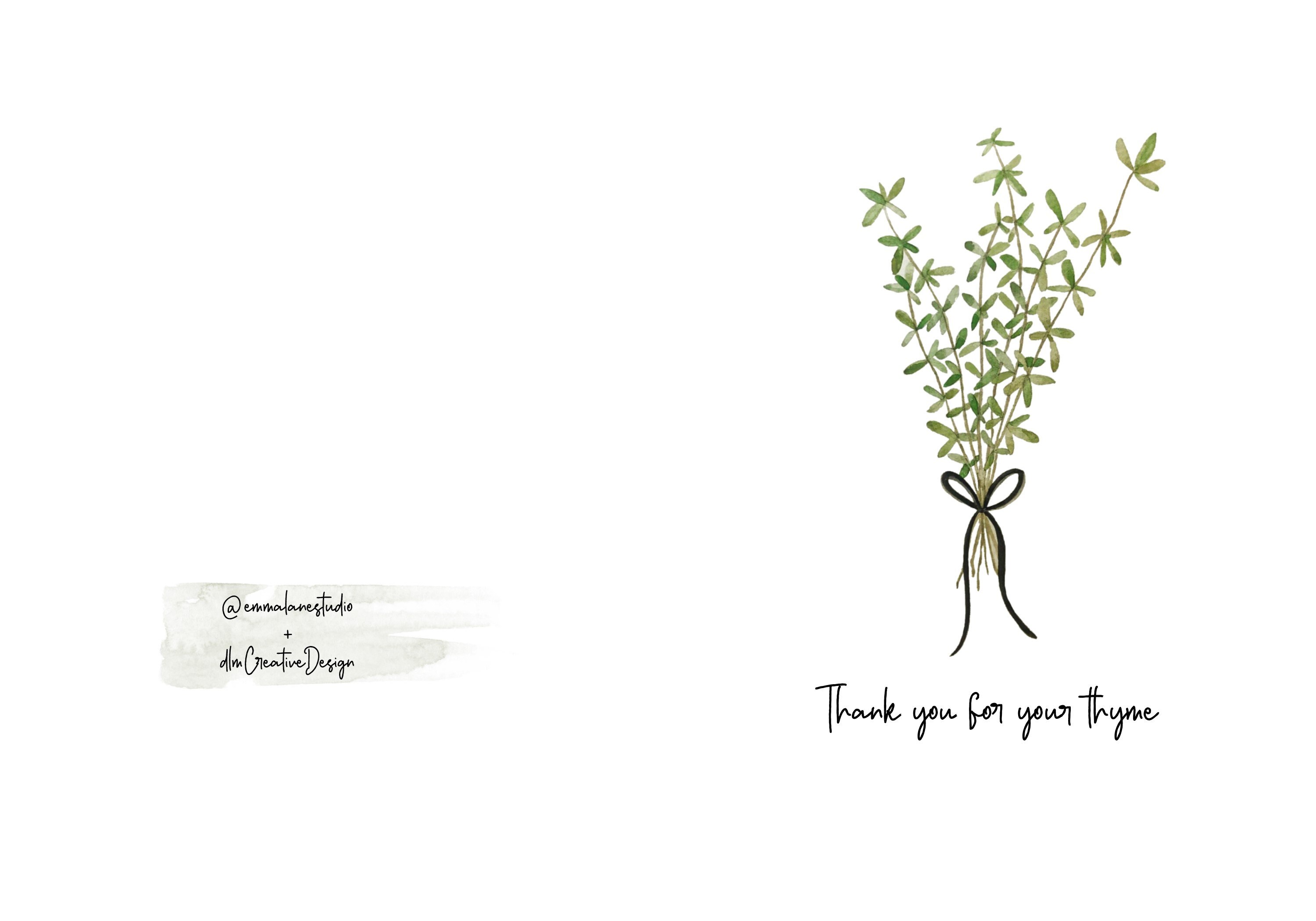 Thank You Card Thank You For Your Thyme Food Pun Printable Etsy