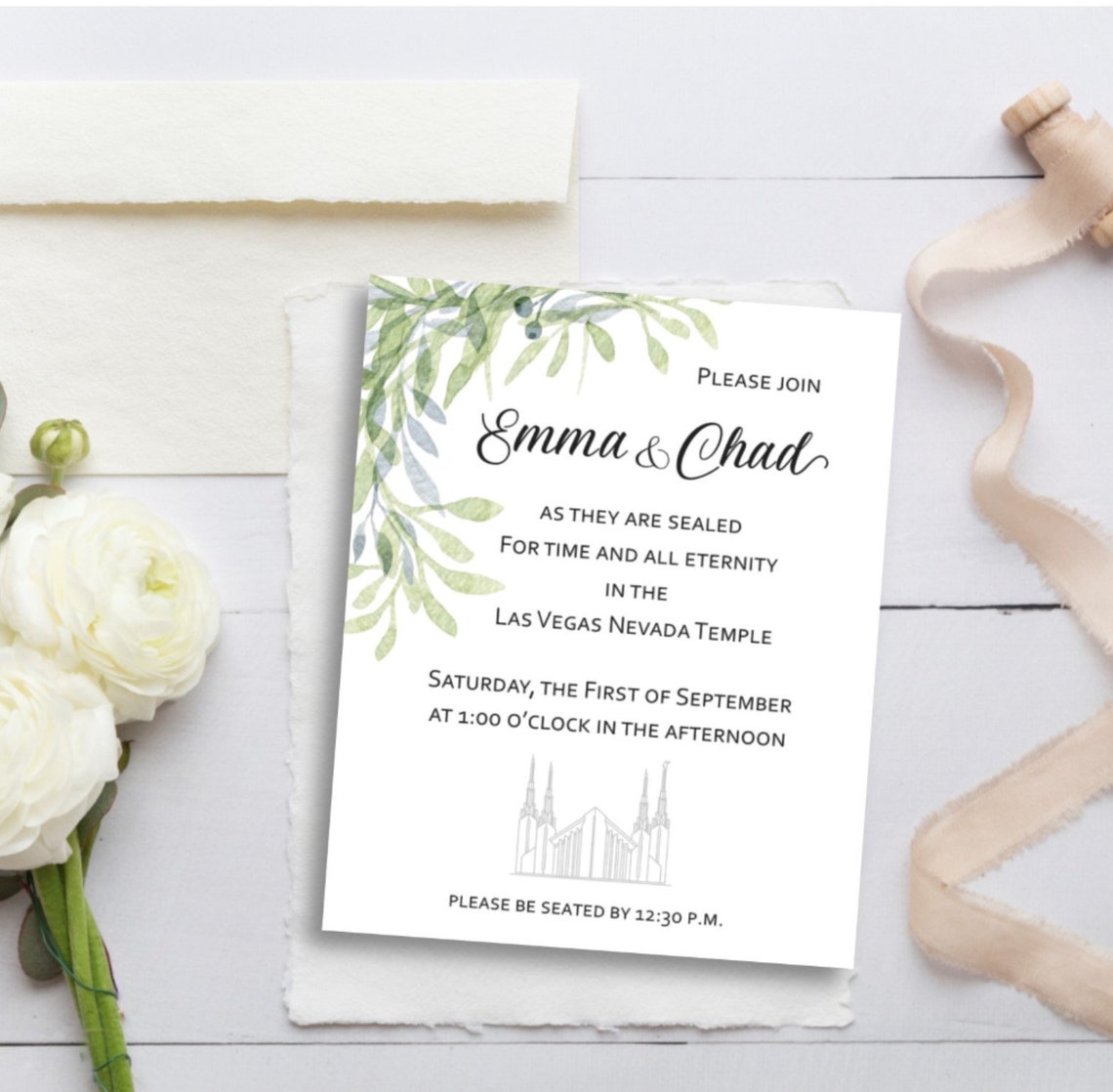 LDS Temple Sealing Sealing Insert LDS Wedding Invitation Etsy