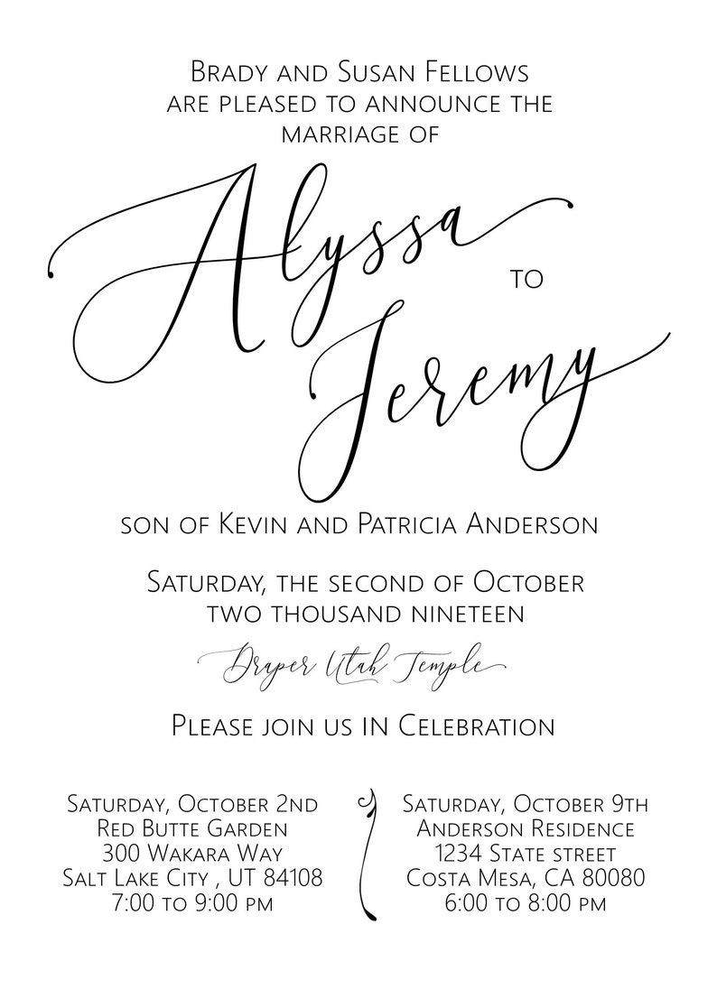 LDS Temple Wedding Invitation Suite Temple Sealing Insert Etsy