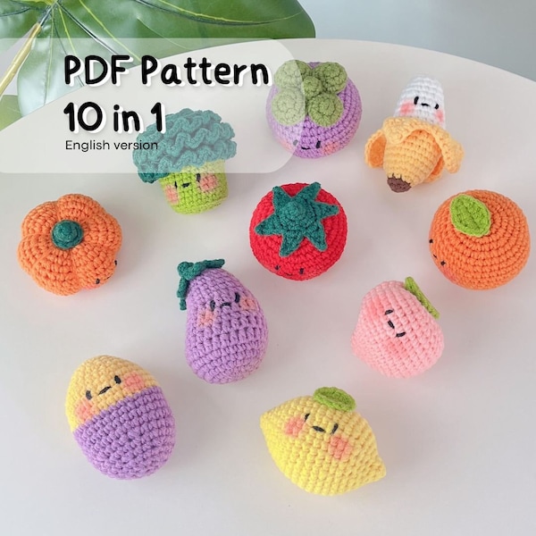 PATRON PDF : Patron au crochet Amigurumi Gang de fruits et légumes Version anglaise