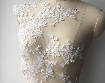 Ivory Floral lace trim WHITE Bridal Wedding veil trimming / dress hemming lace trim is for sale. Sold by Per Yard 90cm