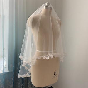 Butterfly Lace Veil White Or Ivory Wedding Veil One Layer Veil 59 inches Length Bridal Veil Without Comb