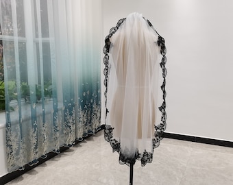 black and white wedding veil