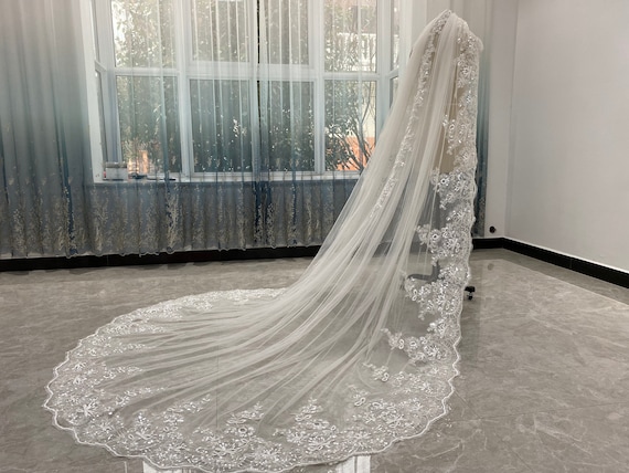 Gorgeous Tulle Cathedral Wedding Veil With Pearls Gorgeous Tulle Cathedral Wedding Veil With Pearls