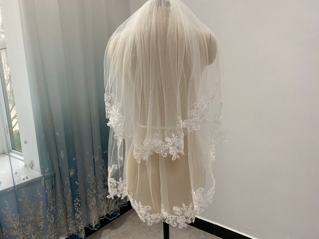 Two Layer Veil Soft Tulle Bridal Veil White or Ivory Wedding Etsy