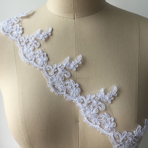 Kleine Spitze Trim, Floral Brautschleier Trimmen, IVORY Alencon Spitzenbesatz, Geschnürt Braut Trimmen, Verkaufe Schüttgut passen Braut Spitze Schleier Spitzenschal