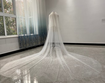 Gorgeous Veil Cathedral Two Layer Bridal Veil White Or Ivory Tulle Veil Pearl Veil With Comb Part Pearl Wedding veil