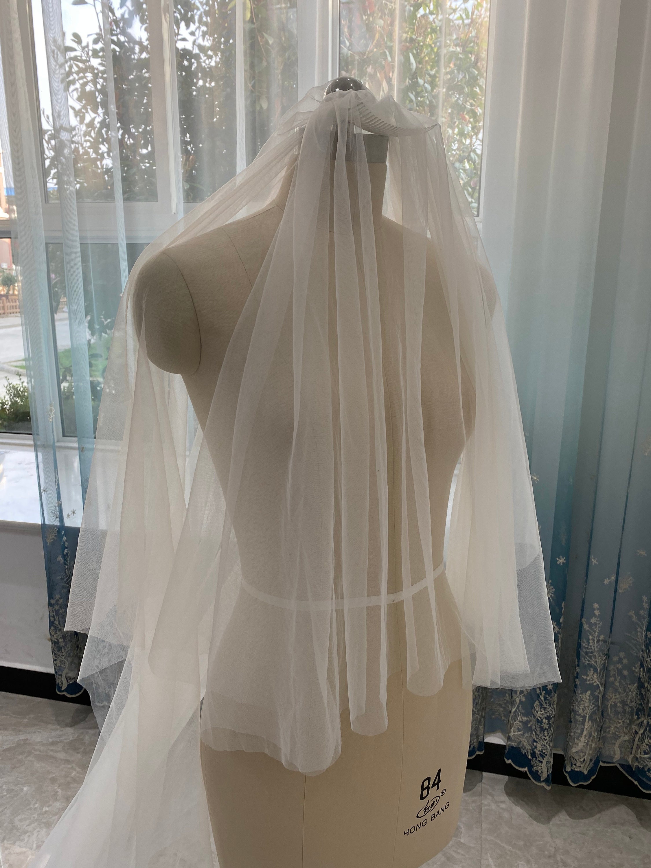 Blush Wedding Veil Simple Lace Bridal Veil White Or Ivory Veil | Etsy