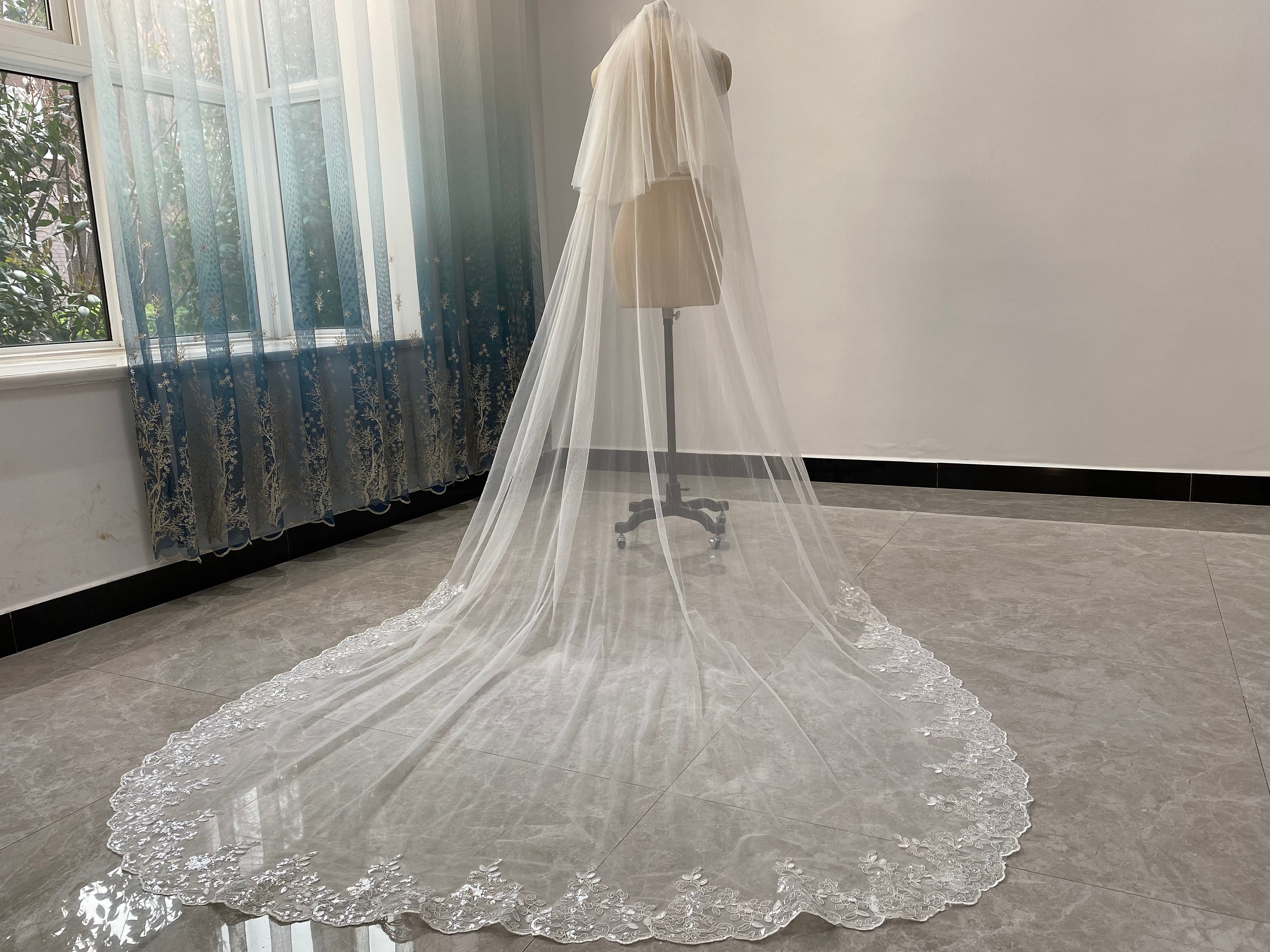 Blush Wedding Veil Simple Lace Bridal Veil White or Ivory Veil Etsy