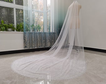 Cathedral Crystal Veil, Crystal Wedding Veil, Scattered Crystal Cathedral Veil,Rhinestone Wedding Veil,Point Drill Wedding Veil