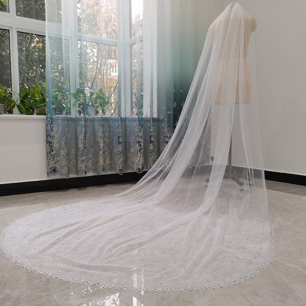 Cathedral Crystal Veil, Crystal Wedding Veil, Scattered Crystal Cathedral Veil,Rhinestone Wedding Veil,Point Drill Wedding Veil