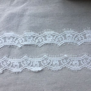 GEBROKEN WIT Prachtige bruiloftkant, wimperkant in zwart voor naaien, sjaals, rok, lingerie, witte kanten rand