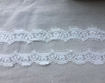 OFF WHITE Exquisite wedding Lace, Eyelash Lace Trim in black for sewing, Shawls, Skirt, Lingerie,white lace trim