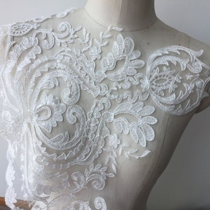 Pizzo ricamato di alta qualità, bordo in cotone ricamato a forma di bocciolo, bordo in pizzo per velo da sposa, velo in pizzo da sposa
