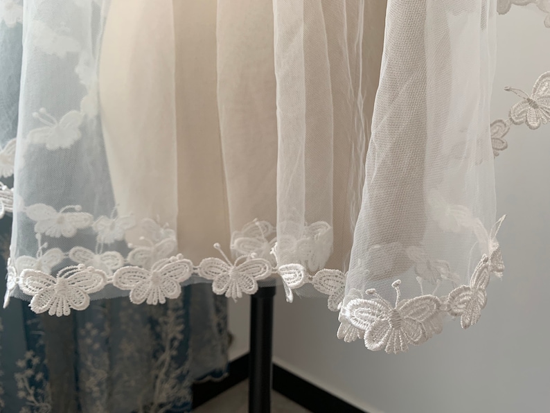 Butterfly Lace Veil White Or Ivory Wedding Veil One Layer Veil 59 inches Length Bridal Veil Without Comb