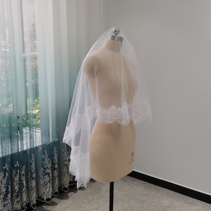 Lace Wedding Veil, Lace Bridal Veil, White Lace Veil, Ivory Vintage Lace Veil,One Layer Wedding veil