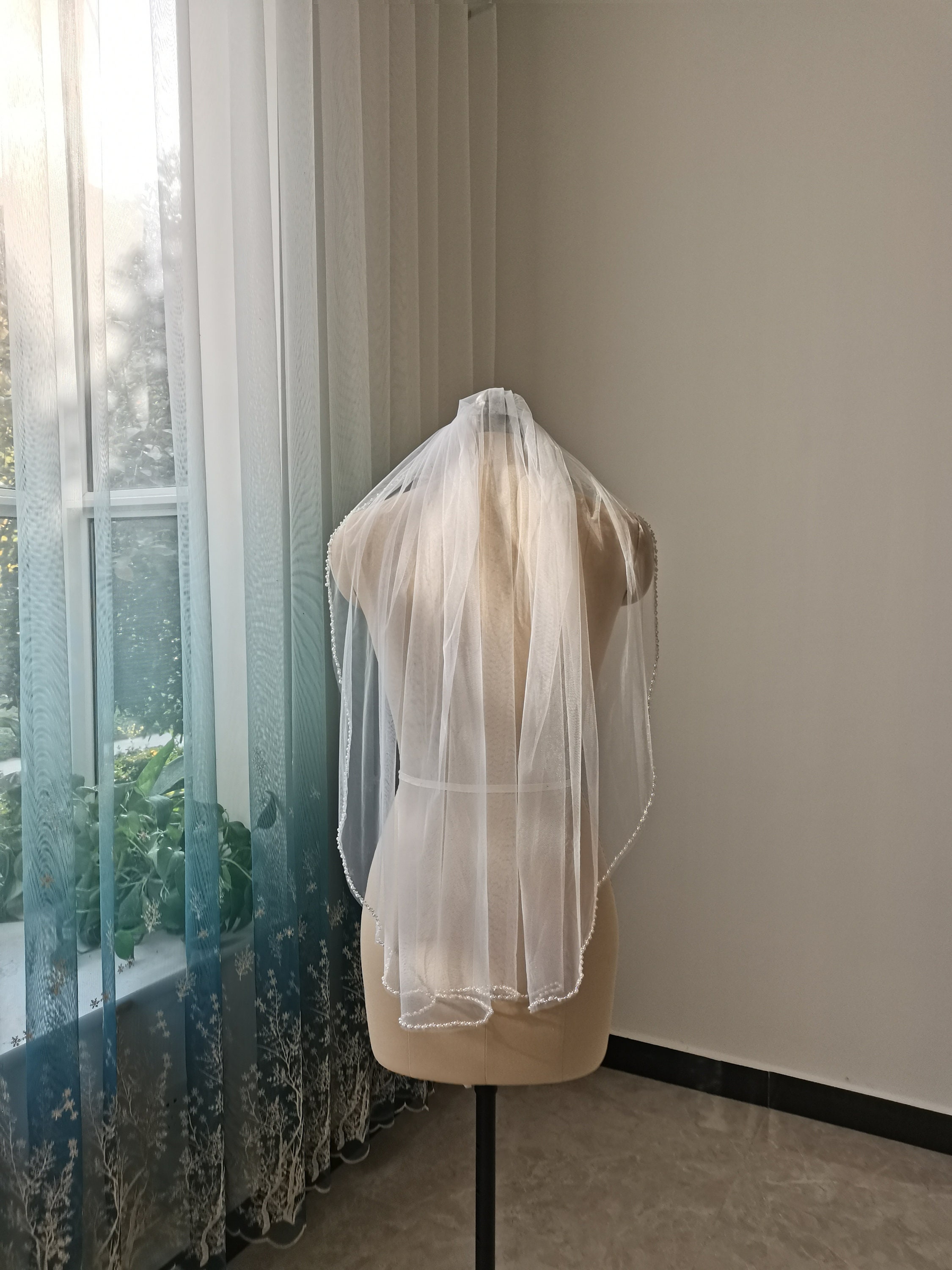 Single Layer Veil Short Bridal Veil White or Ivory Tulle Etsy