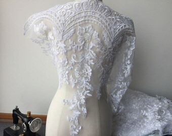 Luxury plus wide lace trim/ ivory ALencon lace/ lace trim, white wedding dress floral lace trim, bridal lace veil/ plus wide 66cm lace trim