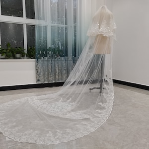 Two-Layer Wedding Veil Lace Sequins Bling Bling Veil Wedding Veil White Ivory Bridal Veil With Comb Gorgeous Wedding Veil