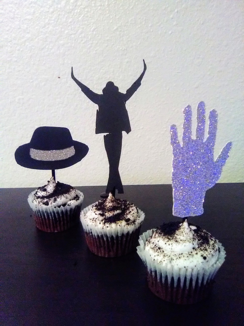 Michael Jackson Birthday King of Pop MJ Party Decoration Michael Jackson Cupcake Toppers Cupcake Toppers 1 dozen toppers in a set