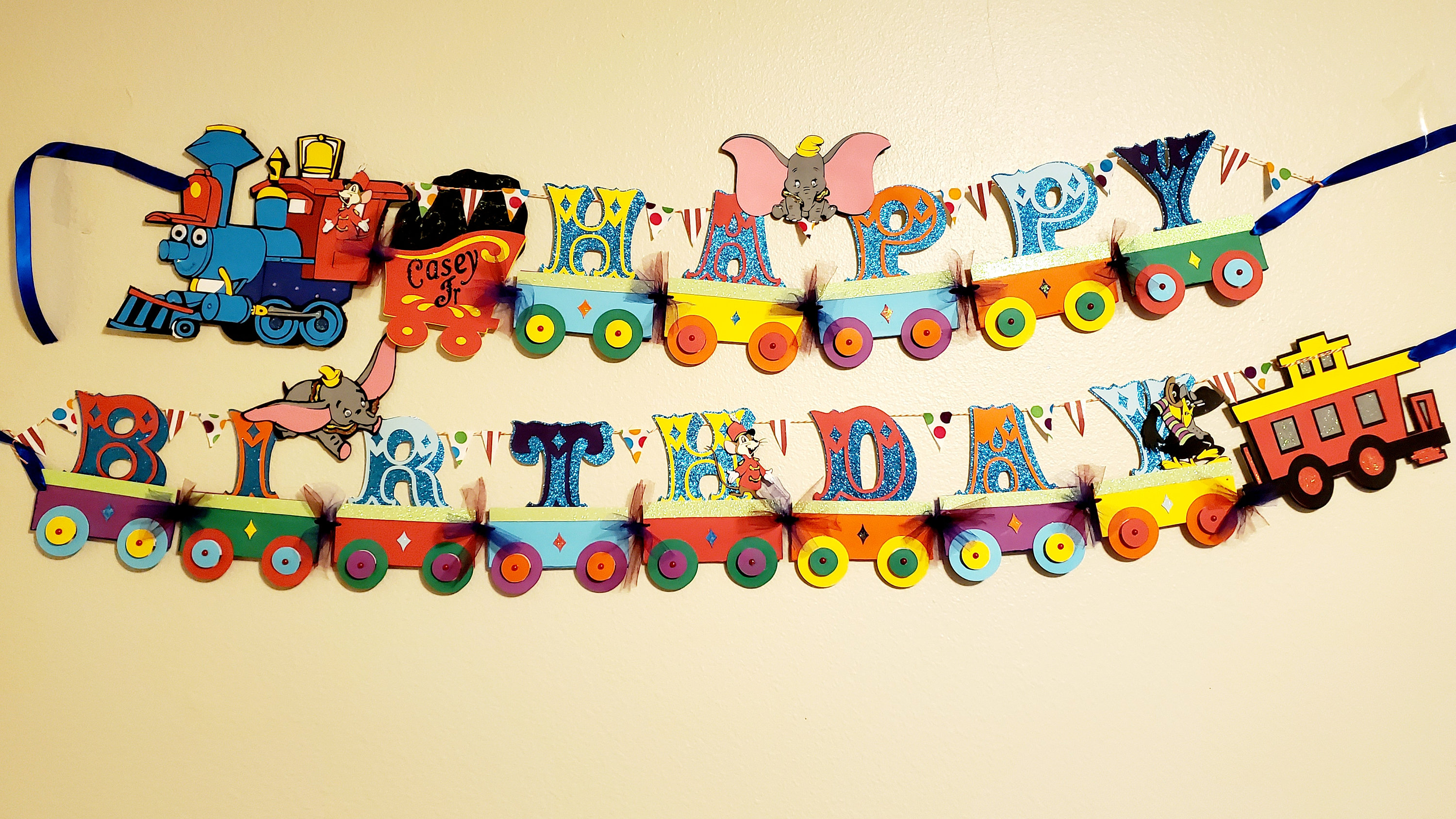 Casey Jr Train, Dumbo Happy Birthday Banner, Timothy Q Mouse, Birthday  Decoration, Dumbo Party - Etsy