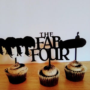 The Beatles Cupcake Toppers, The Fab Four, Beatles Party Decoration, Cupcake Toppers, 1 dozen toppers in a set