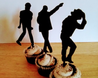 Michael Jackson Cupcake Toppers Silhouette, MJ Party Decorations, 12 toppers in a set