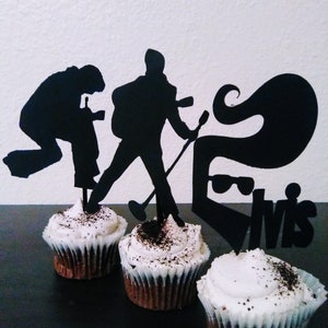 Elvis Cupcake Toppers Silhouette, Elvis Presley Party Decoration, The King, Cupcake Toppers, 12 toppers in a set