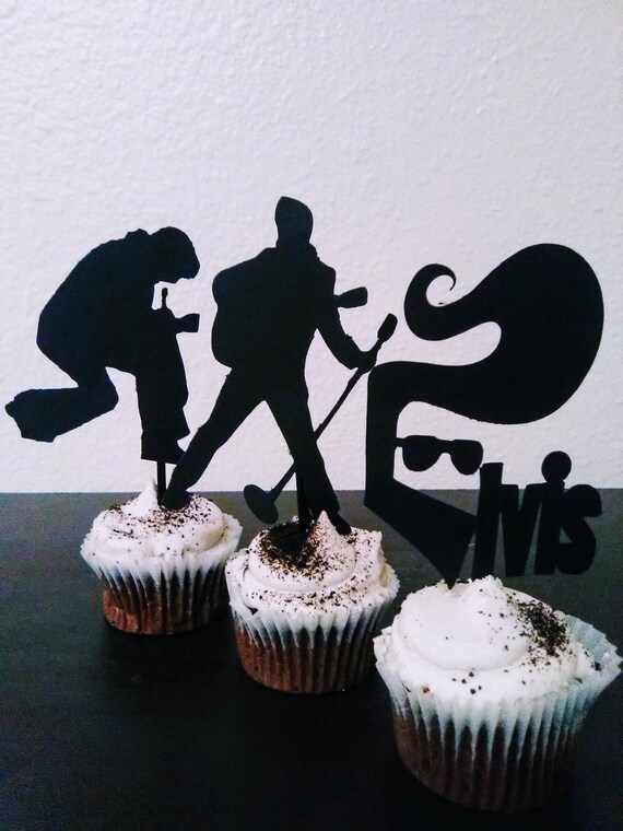 Elvis Cupcake Toppers Silhouette Elvis Presley Party Etsy