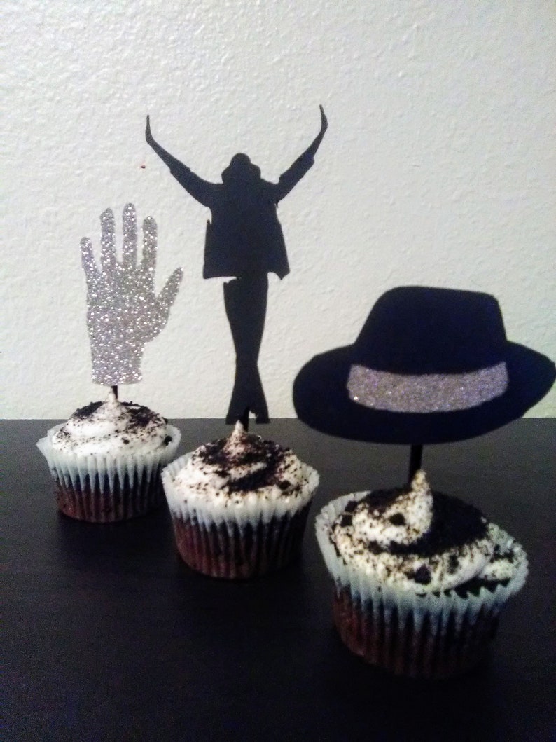 Michael Jackson Birthday King of Pop MJ Party Decoration Michael Jackson Cupcake Toppers Cupcake Toppers 1 dozen toppers in a set